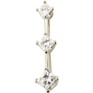 Vintage 14 Karat White Gold Princess Cut Diamond Pendant #3645